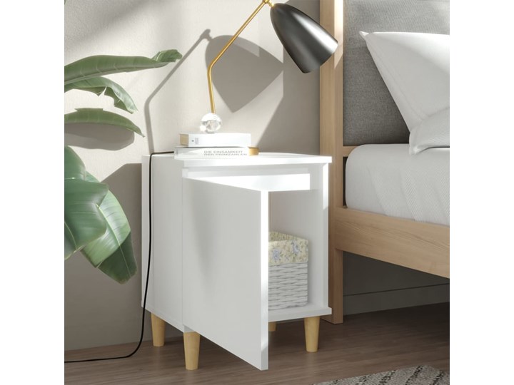 vidaXL 2 szafki nocne z drewnianymi nóżkami, białe, 40x30x50 cm Głębokość 30 cm Płyta laminowana Płyta MDF Drewno Szerokość 40 cm Płyta meblowa Kolor Biały
