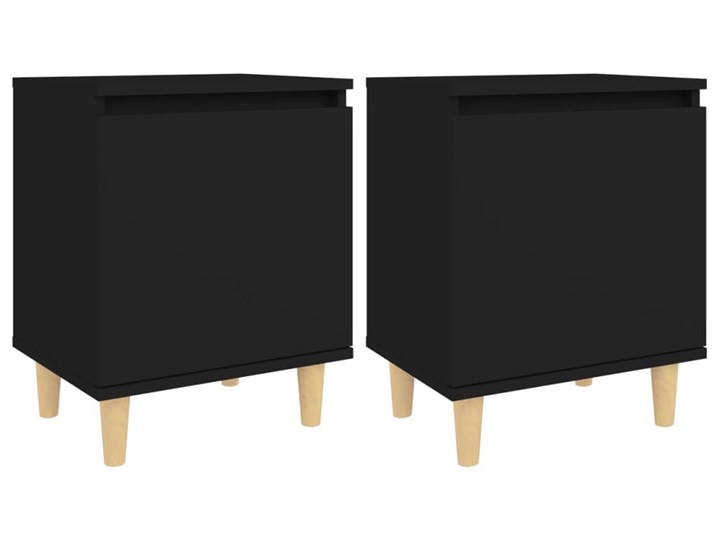 vidaXL 2 szafki nocne z drewnianymi nóżkami, czarne, 40x30x50 cm Płyta laminowana Płyta meblowa Głębokość 30 cm Szerokość 40 cm Drewno Płyta MDF Pomieszczenie Sypialnia