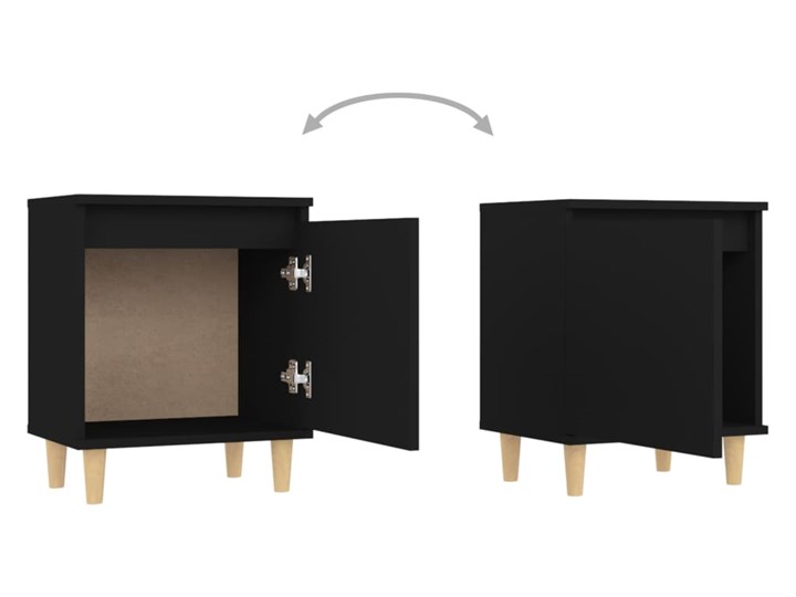 vidaXL 2 szafki nocne z drewnianymi nóżkami, czarne, 40x30x50 cm Głębokość 30 cm Płyta laminowana Szerokość 40 cm Drewno Płyta MDF Płyta meblowa Kolor Czarny