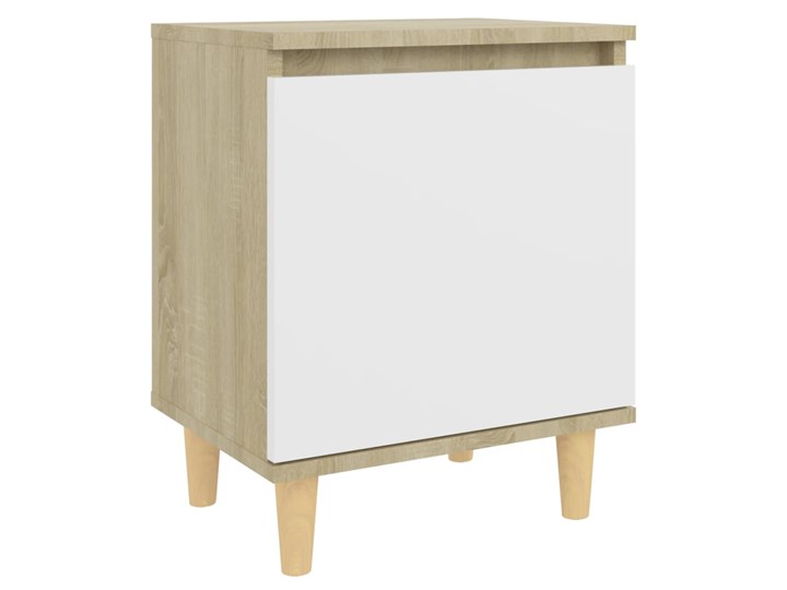 vidaXL Szafka nocna, drewniane nóżki, biel i dąb sonoma, 40x30x50 cm Płyta laminowana Drewno Płyta MDF Głębokość 30 cm Uniwersalne Nocne Szerokość 40 cm Płyta meblowa Styl Skandynawski
