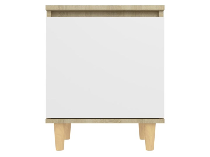 vidaXL Szafka nocna, drewniane nóżki, biel i dąb sonoma, 40x30x50 cm Nocne Płyta laminowana Płyta MDF Pomieszczenie Sypialnia Szerokość 40 cm Płyta meblowa Uniwersalne Drewno Głębokość 30 cm Kolor Biały