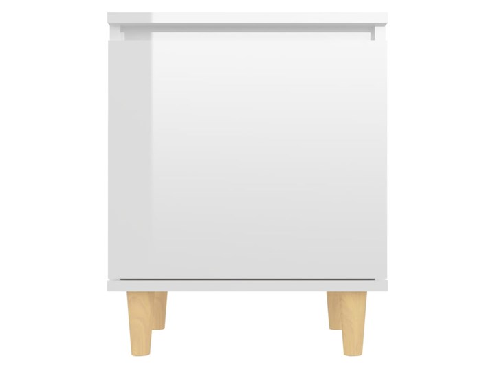 vidaXL Szafka nocna z drewnianymi nóżkami, biała, połysk, 40x30x50 cm Szerokość 40 cm Głębokość 30 cm Nocne Styl Skandynawski Płyta MDF Płyta laminowana Drewno Płyta meblowa Kolor Biały