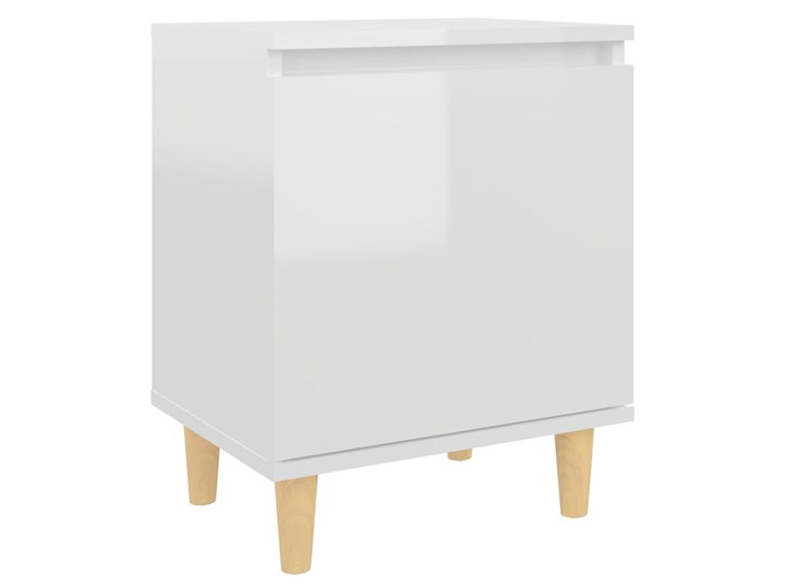 vidaXL 2 szafki nocne z drewnianymi nóżkami, białe, połysk, 40x30x50cm Płyta MDF Głębokość 30 cm Wysokość 50 cm Szerokość 40 cm Uniwersalne Płyta laminowana Kolor Biały Drewno Płyta meblowa Styl Skandynawski