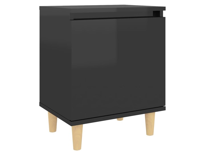 vidaXL Szafka nocna z drewnianymi nóżkami, czarna, połysk, 40x30x50 cm Nocne Uniwersalne Płyta MDF Drewno Płyta meblowa Głębokość 30 cm Szerokość 40 cm Płyta laminowana Kolor Czarny