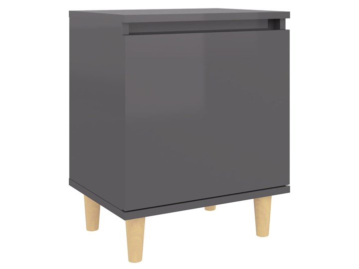 vidaXL Szafka nocna z drewnianymi nóżkami, szara, połysk, 40x30x50 cm Głębokość 30 cm Płyta MDF Płyta meblowa Pomieszczenie Sypialnia Szerokość 40 cm Nocne Drewno Płyta laminowana Styl Skandynawski