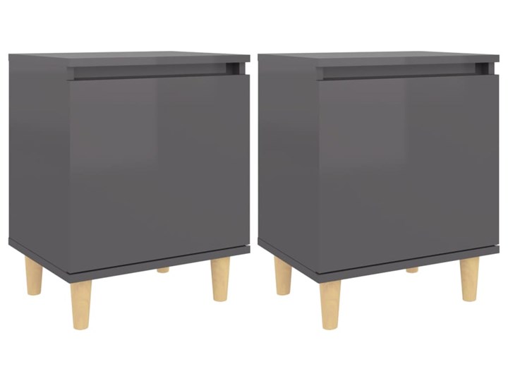 vidaXL 2 szafki nocne z drewnianymi nóżkami, szare, połysk, 40x30x50cm Płyta laminowana Wysokość 50 cm Drewno Płyta meblowa Uniwersalne Płyta MDF Szerokość 40 cm Głębokość 30 cm Pomieszczenie Sypialnia