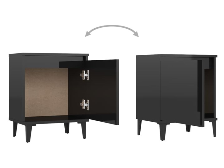 vidaXL 2 szafki nocne z metalowymi nogami, czarne, połysk, 40x30x50 cm Uniwersalne Płyta MDF Płyta meblowa Głębokość 30 cm Płyta laminowana Styl Industrialny Szerokość 40 cm Kolor Czarny