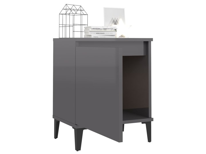 vidaXL Szafka nocna z metalowymi nóżkami, szara, połysk, 40x30x50 cm Płyta MDF Płyta laminowana Uniwersalne Płyta meblowa Głębokość 30 cm Nocne Szerokość 40 cm Typ Nocne