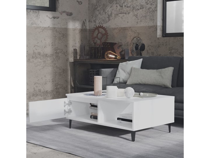 vidaXL Stolik kawowy, biały, 90x60x35 cm, płyta wiórowa Długość 90 cm Metal Styl Nowoczesny