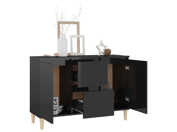 vidaXL Szafka na wysoki połysk, czarna, 103,5x35x70 cm, płyta wiórowa Płyta laminowana Płyta MDF Płyta meblowa Na zdjęcia Głębokość 35 cm Stojące Szerokość 104 cm Kolor Czarny Drewno Kategoria Szafki i regały