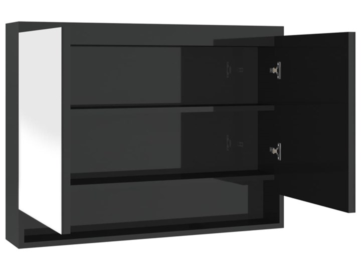 vidaXL Szafka łazienkowa z lustrem 80x15x60 cm, MDF, czerń z połyskiem Szerokość 80 cm Szafki Kolor Biały Wiszące Szkło Głębokość 15 cm Płyta MDF Kategoria Szafki stojące