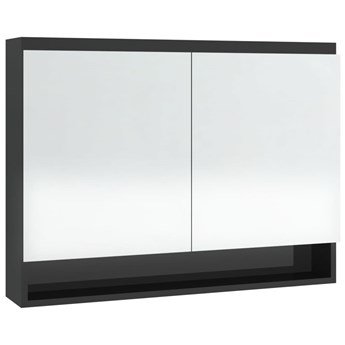 vidaXL Szafka łazienkowa z lustrem 80x15x60 cm, MDF, czerń z połyskiem