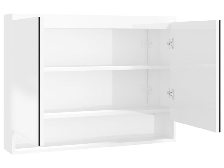 vidaXL Szafka łazienkowa z lustrem, 80x15x60 cm, MDF, biel z połyskiem Wiszące Głębokość 15 cm Rodzaj frontu Drzwiczki Płyta MDF Szkło Szerokość 80 cm Szafki Kolor Biały