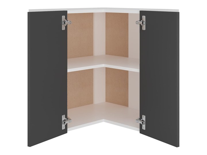 vidaXL Wisząca szafka narożna, szara, 57x57x60 cm, płyta wiórowa Płyta MDF Szafka wisząca Kategoria Szafki kuchenne Kolor Szary