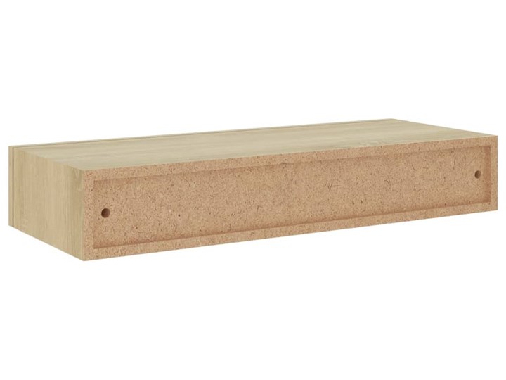 vidaXL Półka ścienna z szufladą, kolor dębu, 60 x 23,5 x 10 cm, MDF Płyta laminowana Na zdjęcia Kategoria Półki Metal Drewno Płyta MDF Kolor Beżowy