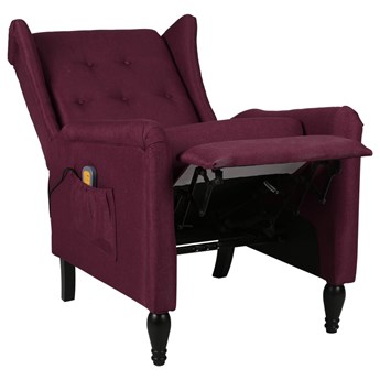 vidaXL Rozkładany fotel masujący, fioletowy, obity tkaniną