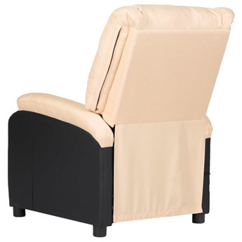 vidaXL Rozkładany fotel masujący, kremowy, ekoskóra i tkanina