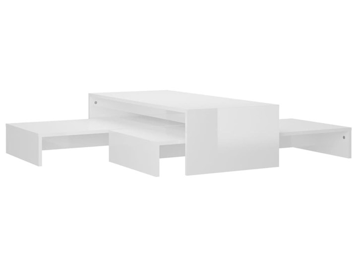 vidaXL Wsuwane stoliki kawowe, białe z połyskiem, 100x100x26,5 cm Szerokość 100 cm Zestaw stolików Długość 100 cm Wysokość 45 cm Kolor Biały