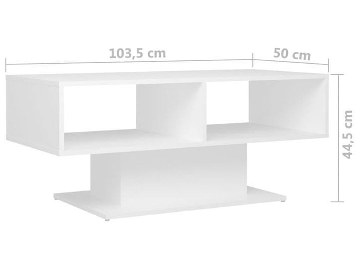 vidaXL Stolik kawowy, biały, 103,5x50x44,5 cm, płyta wiórowa Długość 103,5 cm Wysokość 50 cm Szerokość 50 cm Styl Nowoczesny