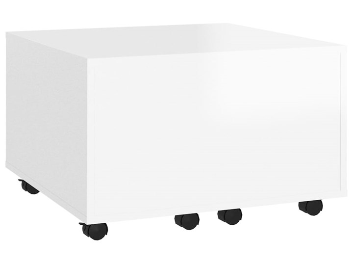 vidaXL Stolik kawowy, biały, wysoki połysk, 60x60x38 cm, płyta wiórowa Zestaw stolików Szerokość 60 cm Długość 60 cm Rodzaj nóg Kółka