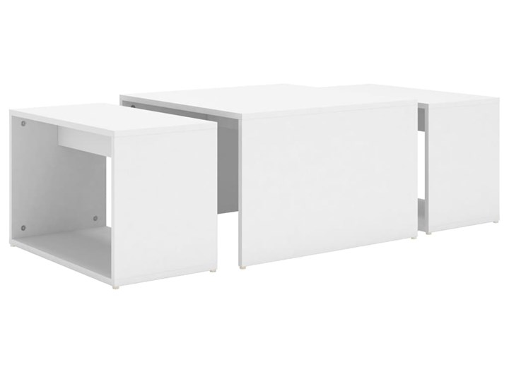 vidaXL Zestaw 3 stolików kawowych, biały, 60x60x38 cm, płyta wiórowa Długość 60 cm Zestaw stolików Szerokość 60 cm Wysokość 30 cm Kształt blatu Kwadratowe