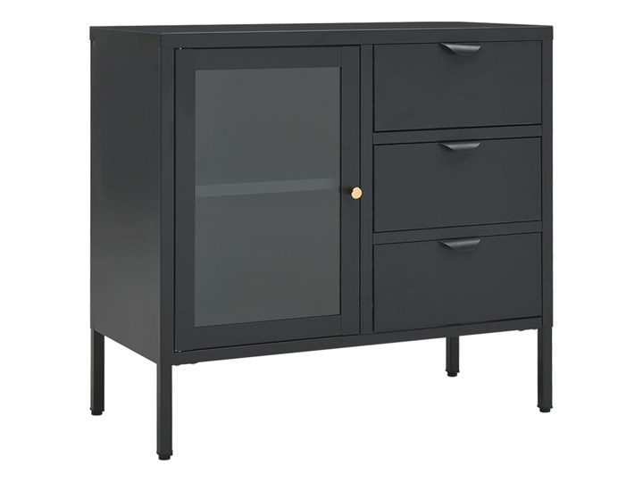 vidaXL Komoda, antracytowa, 75x35x70 cm, stal i szkło hartowane Szerokość 105 cm Z szafkami i szufladami Kategoria Komody