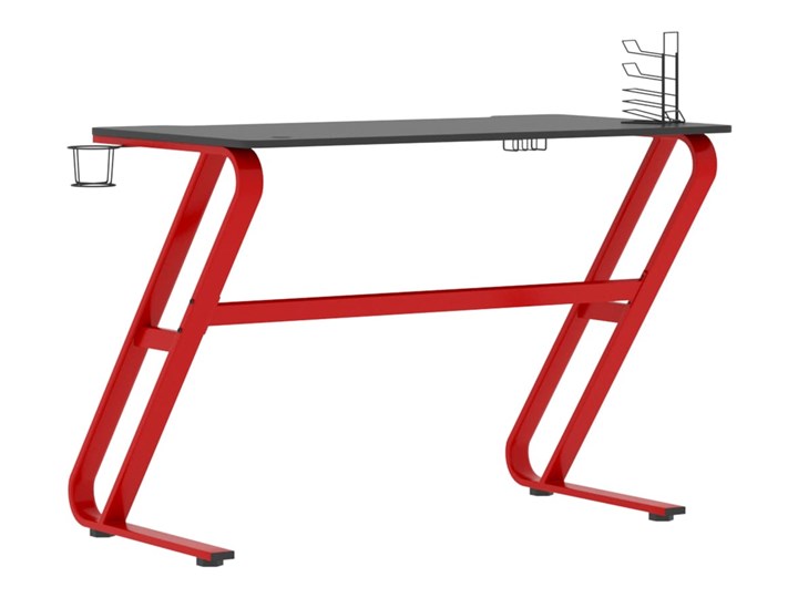 vidaXL Biurko z nogami w kształcie ZZ, czarno-czerwone, 110x60x75 cm Biurko komputerowe Głębokość 60 cm Szerokość 110 cm Biurko gamingowe Płyta MDF Kolor Czerwony