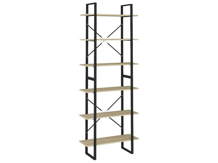 vidaXL Wysoki regał, dąb sonoma, 80x30x210 cm, płyta wiórowa Na zdjęcia Szerokość 80 cm Drewno Biblioteka Płyta laminowana Metal Na książki Płyta meblowa Płyta MDF Głębokość 30 cm Kolor Beżowy