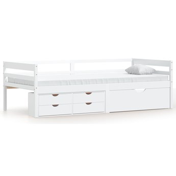 vidaXL Rama łóżka z szufladami i szafką, biała, sosna, 90x200 cm