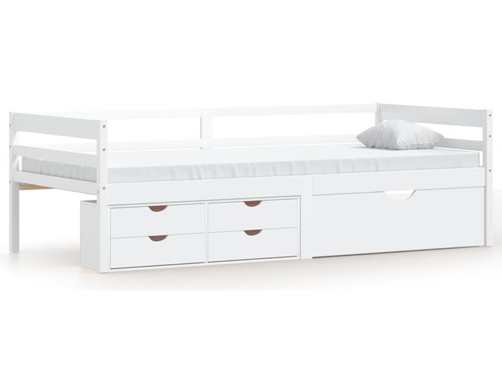 vidaXL Rama łóżka z szufladami i szafką, biała, sosna, 90x200 cm Kolor Biały Drewno Kategoria Łóżka do sypialni