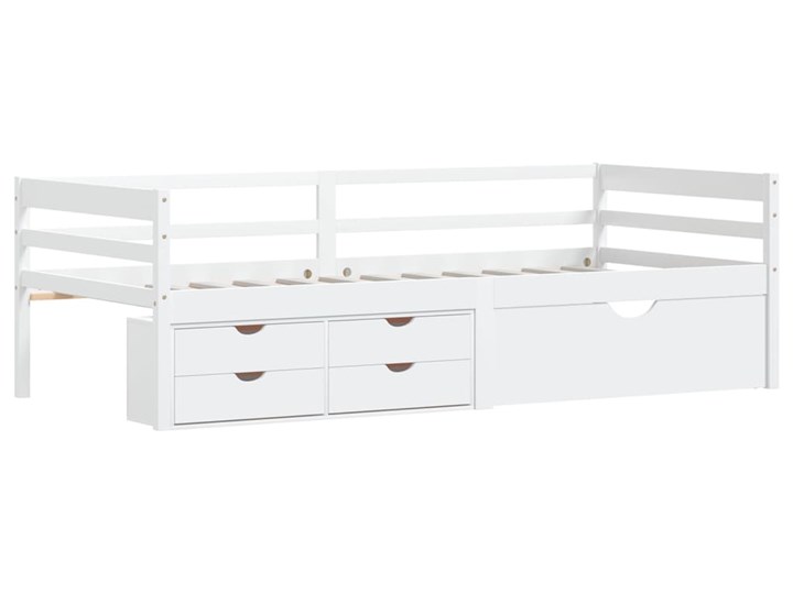 vidaXL Rama łóżka z szufladami i szafką, biała, sosna, 90x200 cm Drewno Kolor Biały