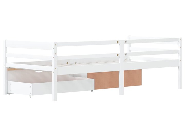 vidaXL Rama łóżka z szufladami i szafką, biała, sosna, 90x200 cm Drewno Kolor Biały