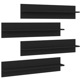 vidaXL Półki ścienne, 4 szt., czarne, 80 x 11,5 x 18 cm, płyta wiórowa