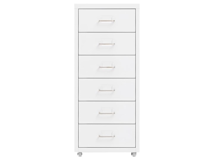 vidaXL Mobilna szafka kartotekowa, biała, 28x41x69 cm, metalowa Na kółkach Uniwersalne Głębokość 41 cm Szerokość 28 cm Pomieszczenie Biuro i pracownia