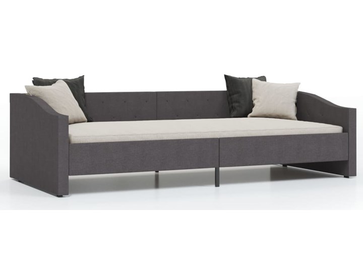 vidaXL Rama łóżka, USB, ciemnoszara, tapicerowana tkaniną, 90x200 cm Zagłówek Z zagłówkiem Łóżko tapicerowane Drewno Pojemnik na pościel Bez pojemnika