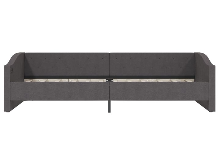 vidaXL Rama łóżka, USB, ciemnoszara, tapicerowana tkaniną, 90x200 cm Drewno Zagłówek Z zagłówkiem Łóżko tapicerowane Liczba miejsc Jednoosobowe