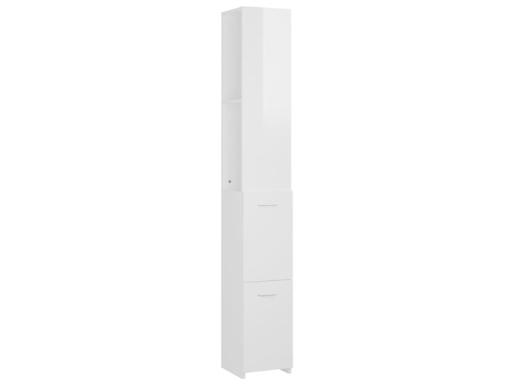 vidaXL Szafka łazienkowa, biała z połyskiem, 25x25x170 cm, płyta