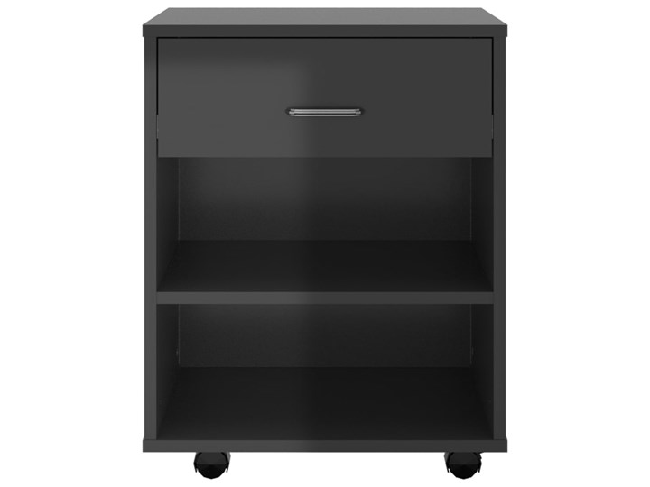 vidaXL Szafka na kółkach, czarna z połyskiem, 46x36x59 cm, płyta Uniwersalne Płyta meblowa Płyta laminowana Głębokość 36 cm Płyta MDF Szerokość 46 cm Styl Nowoczesny