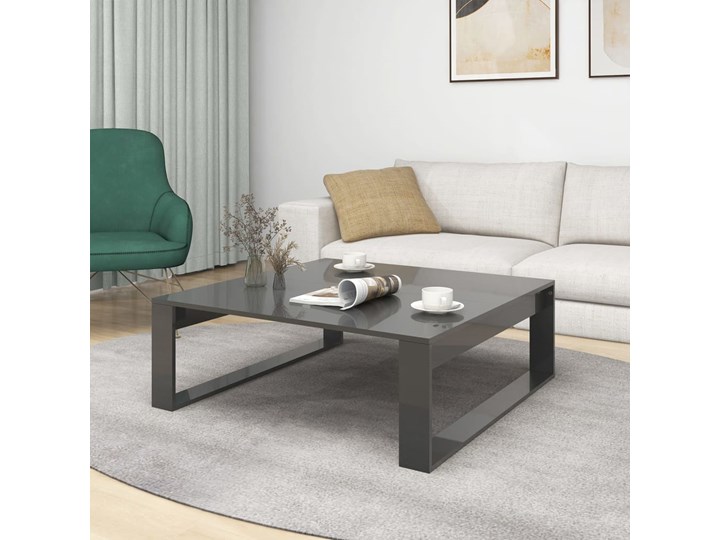 vidaXL Stolik kawowy, wysoki połysk, szary, 100x100x35 cm, płyta Funkcje Bez dodatkowych funkcji Długość 100 cm Szerokość 100 cm Kategoria Stoliki i ławy