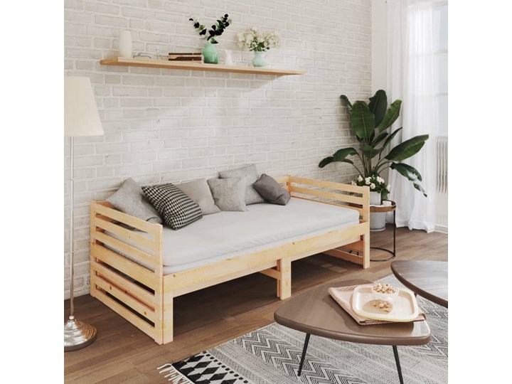 vidaXL Łóżko wysuwane, lite drewno sosnowe, 2x(90x200) cm Kolor Beżowy Łóżko drewniane Liczba miejsc Jednoosobowe