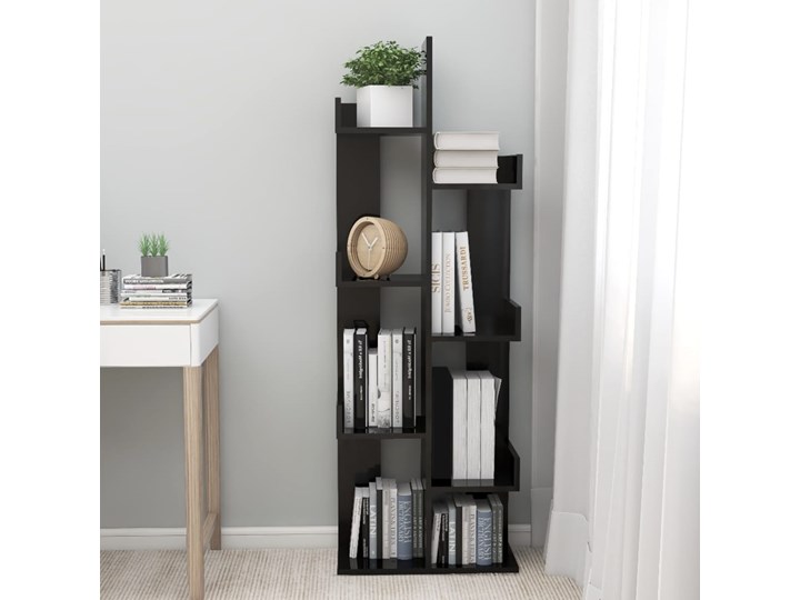 vidaXL Regał na książki, wysoki połysk czarny, 48x25,5x140 cm, płyta Płyta MDF Biblioteka Płyta meblowa Drewno Głębokość 26 cm Płyta laminowana Szerokość 48 cm Kategoria Witryny