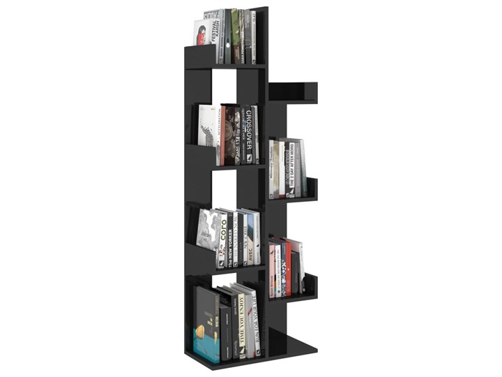 vidaXL Regał na książki, wysoki połysk czarny, 48x25,5x140 cm, płyta Płyta meblowa Szerokość 48 cm Biblioteka Drewno Płyta laminowana Płyta MDF Głębokość 26 cm Pomieszczenie Biuro