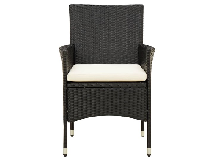 vidaXL Krzesła ogrodowe z poduszkami, 4 szt., polirattan, czarne Krzesło z podłokietnikami Tworzywo sztuczne Metal Kolor Czarny