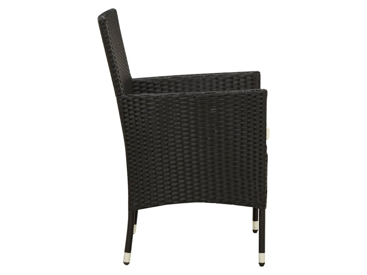 vidaXL Krzesła ogrodowe z poduszkami, 4 szt., polirattan, czarne Tworzywo sztuczne Metal Krzesło z podłokietnikami Kolor Czarny