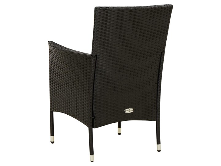 vidaXL Krzesła ogrodowe z poduszkami, 4 szt., polirattan, czarne Metal Krzesło z podłokietnikami Tworzywo sztuczne Kolor Czarny