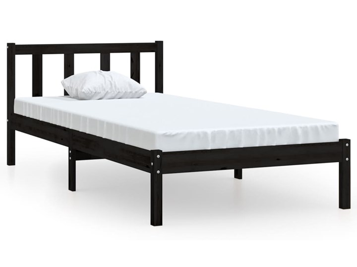 vidaXL Rama łóżka, czarna, lite drewno sosnowe, 90 x 200 cm Styl Nowoczesny Łóżko drewniane Kolor Czarny