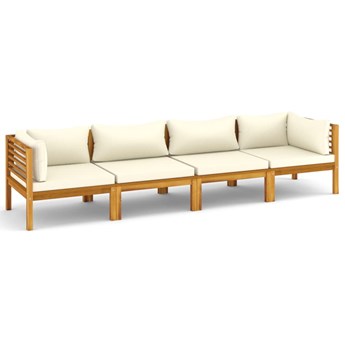 vidaXL 4-osobowa sofa ogrodowa, kremowe poduszki, drewno akacjowe