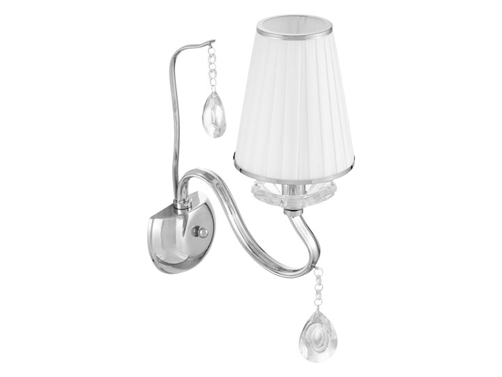 LAMPA ŚCIENNA KINKIET KRYSZTAŁOWY BIAŁY FINEZZIA W1 LUMINA DECO Kolor Srebrny Kinkiet z abażurem Kinkiet z kloszem Kinkiet łazienkowy Metal Kinkiet dekoracyjny Szkło Tkanina Kategoria Lampy ścienne