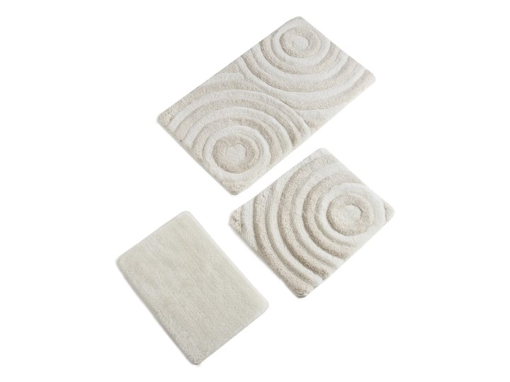 Zestaw 3 dywaników łazienkowych z nićmi w złotym kolorze Wave 40x60 cm 60x100 cm Akryl Prostokątny Kategoria Dywaniki łazienkowe 50x60 cm Kolor Beżowy