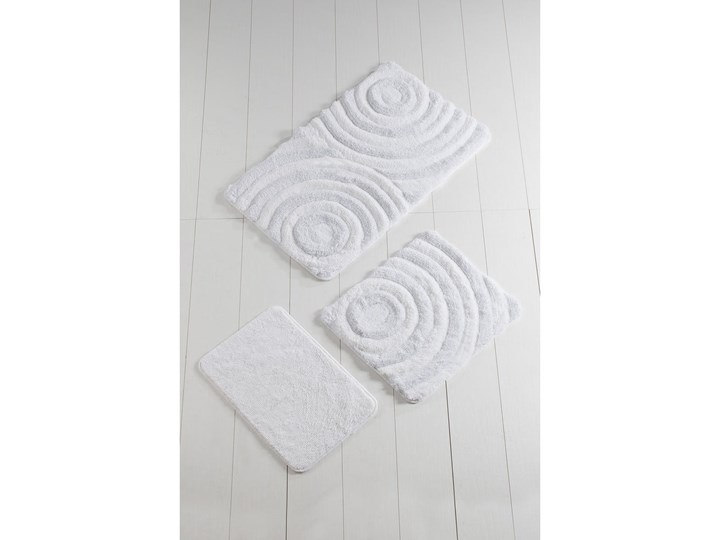 Zestaw 3 białych dywaników łazienkowych Alessia Sparkle 60x100 cm Prostokątny Kategoria Dywaniki łazienkowe 40x60 cm 50x60 cm Akryl Kolor Beżowy